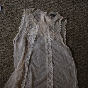 Monteau small tan sheer shirt